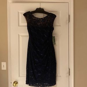 Dark Blue Ralph Lauren size 12 sequin dress. NWT